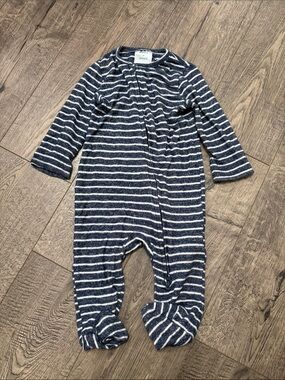 Aiden + Anais snuggle knit Navy & White Striped Baby One-Piece